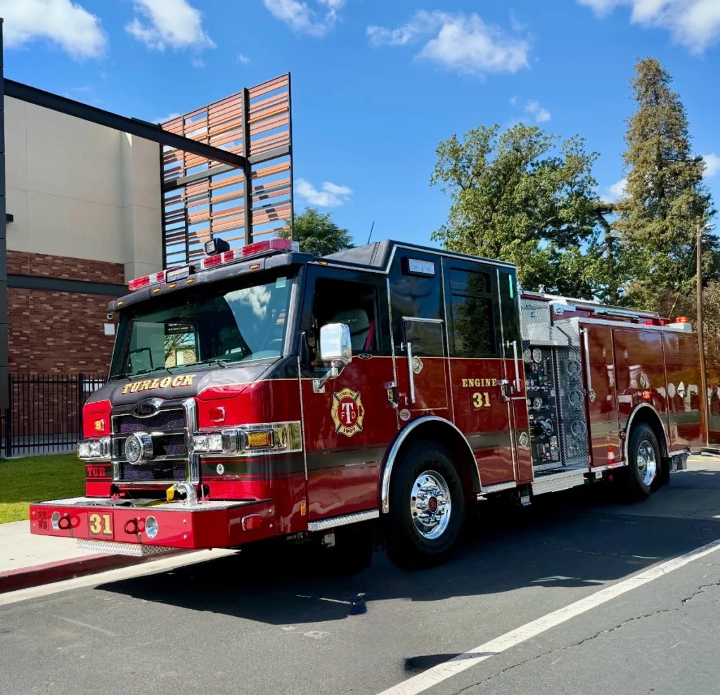 fire truck in front of a building