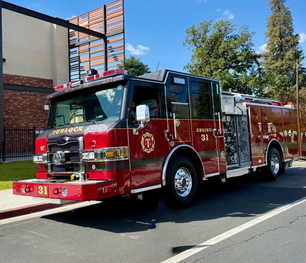 fire truck in front of a building